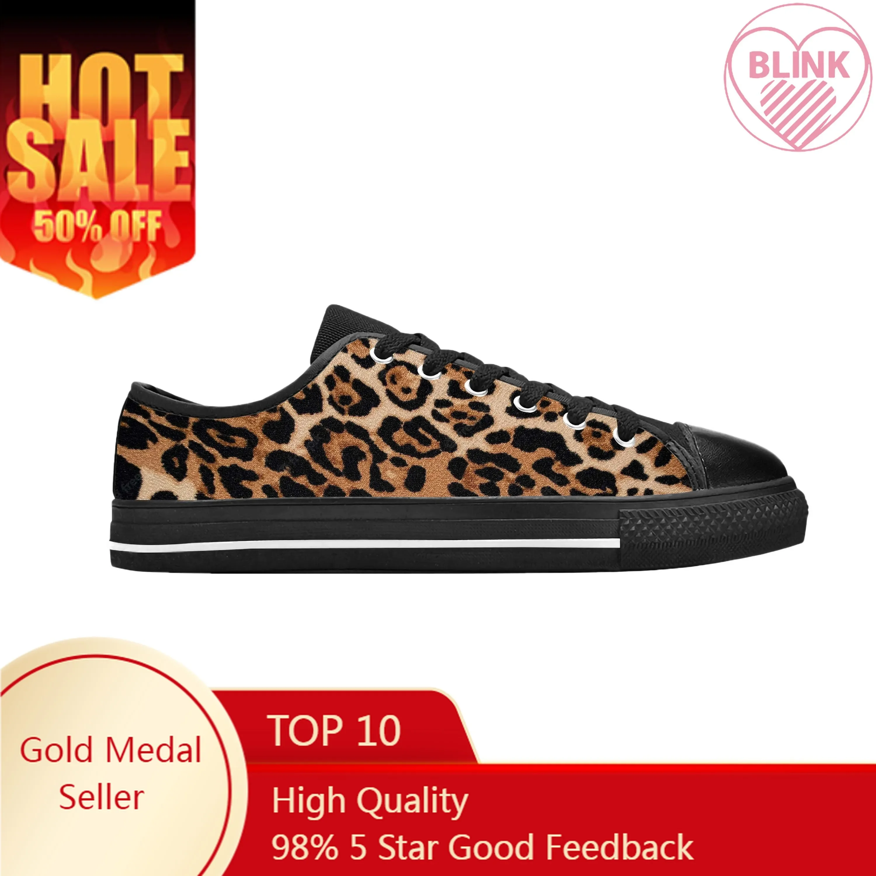 Animal Panther Leopard Print Skin Pattern Fashion Casual Cloth Shoes Low Top Comfortable Breathable 3D Print Men Women Sneakers