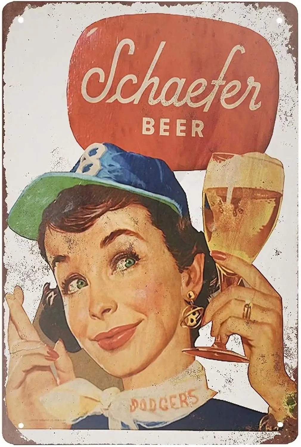 Retro Blechschild Schaefer Bier und Brooklyn Dodgers Metallschild Wandkunst Plakette Poster für Zuhause Bar Pub IN