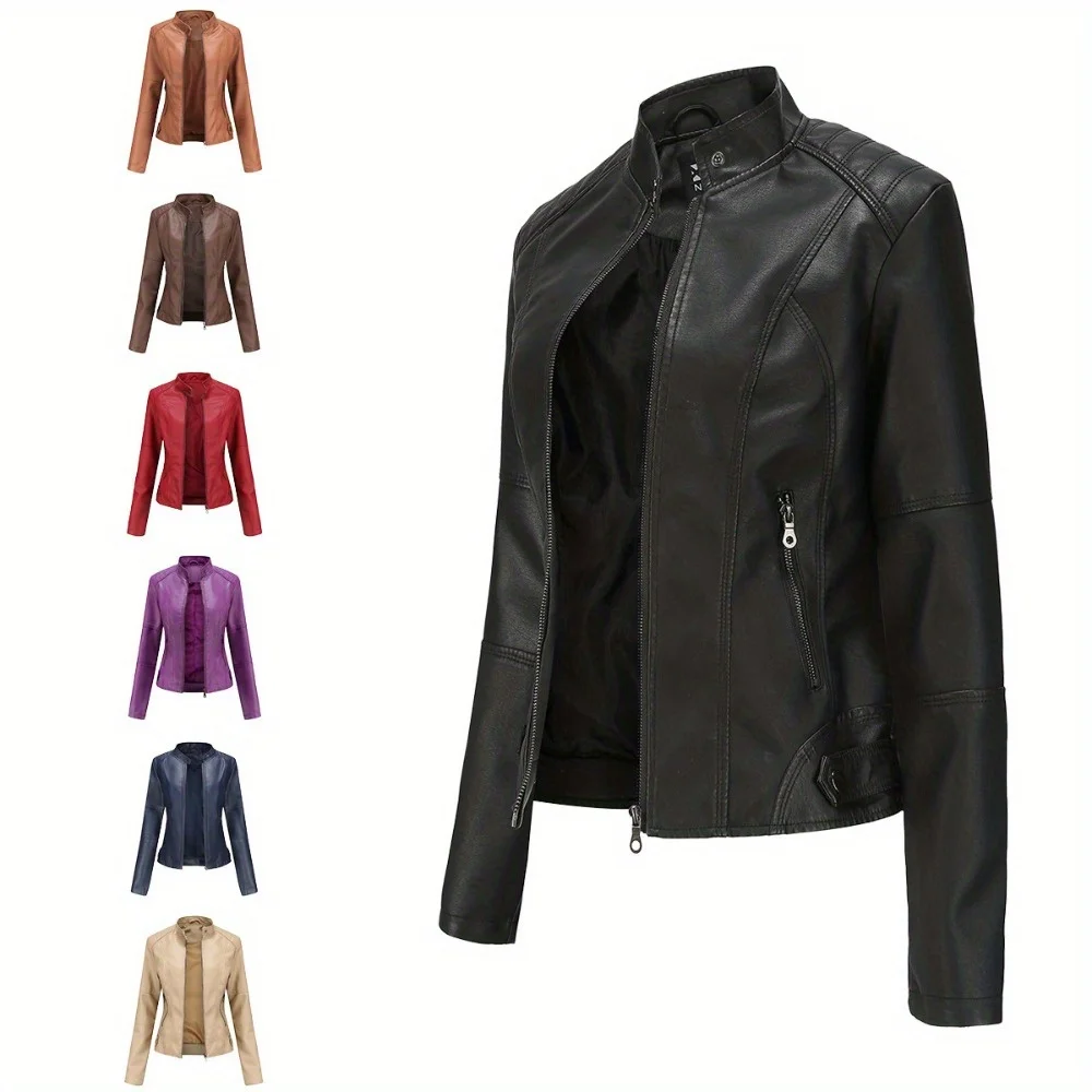 

Women's Leather Jacket Slim Fit Motorcycle Style Jacket for Casual Street Style & Daily Wear