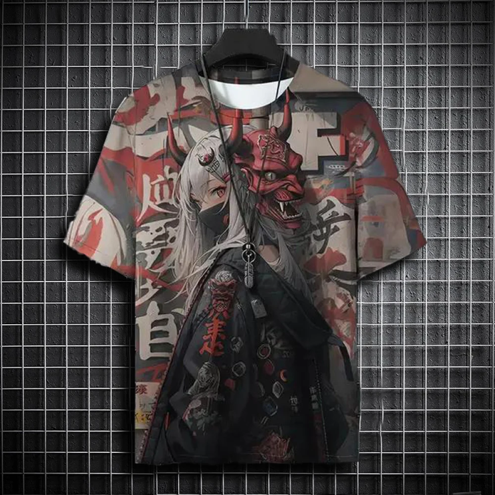 Top quality 100% cotton Summer Men T Shirts Cool Samurai Tattoo Graphic T-Shirt Trend Casual Harajuku Streetwear Hip Hop Tops