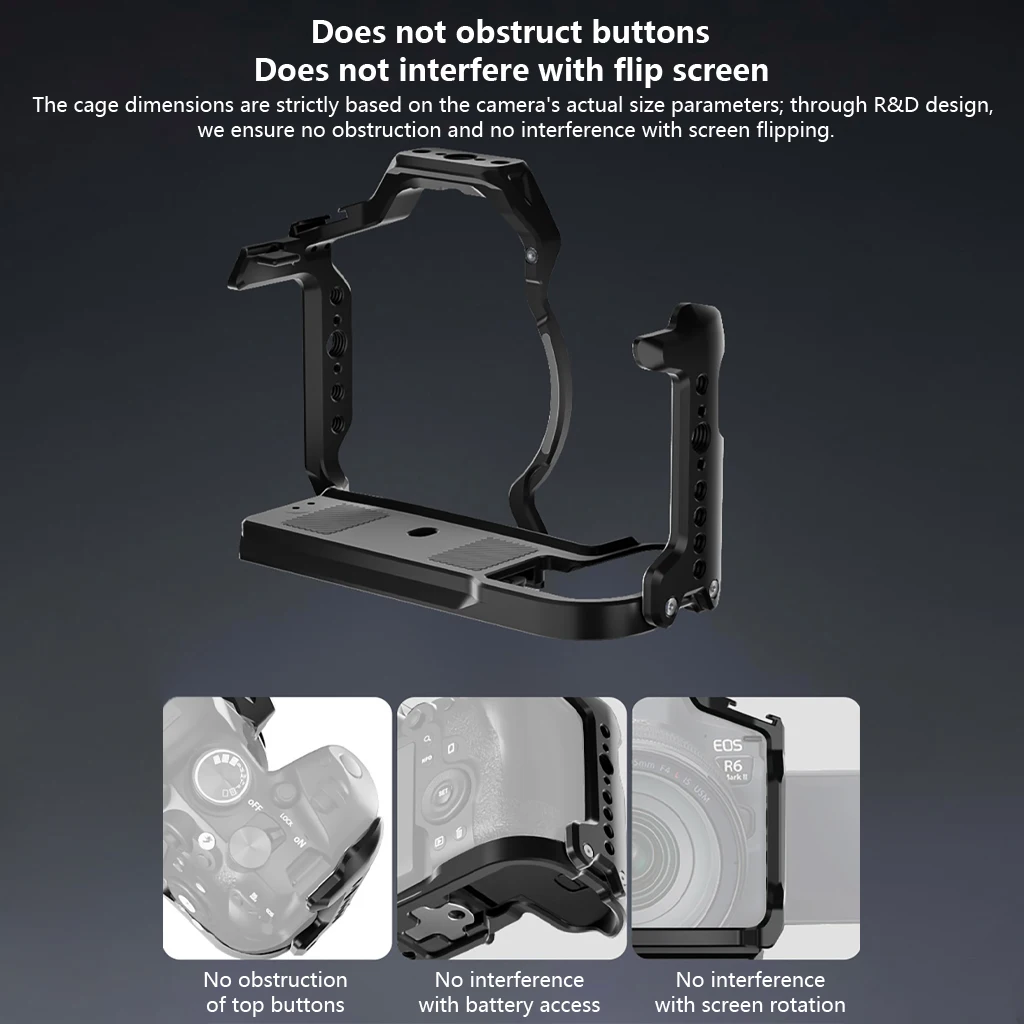 Kamerakäfig für Canon EOS R5 Mark II / R6 MarkIII Kameras mit Cold-Shoe-Halterung für Mikrofon und Videolicht – Detail 9