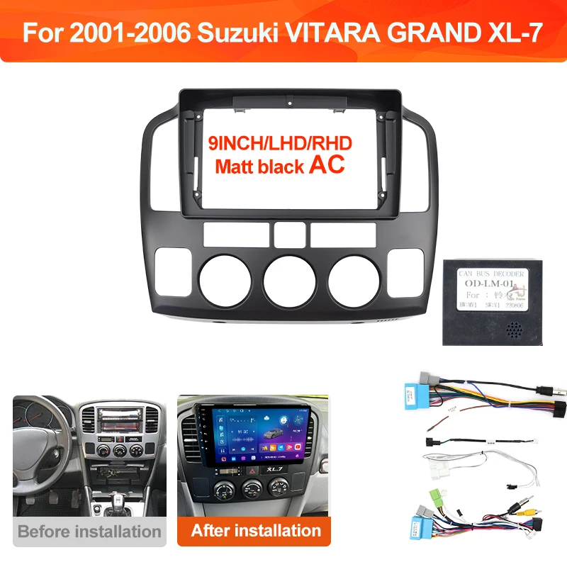 

QSZN 9'' Car Frame for 2001-2006 Suzuki VITARA GRAND XL-7 Android Audio Screen Video Panel Dashboard Bracket Adapter Plate Trim