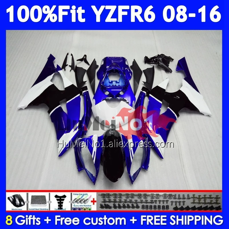 OEM Kit For YAMAHA YZFR6 YZF600 YZF R6 600 R 6 358No.15 YZF-R6 Blue white YZF-600 2008 2009 2010 2011 2012 13 14 15 16 Fairing