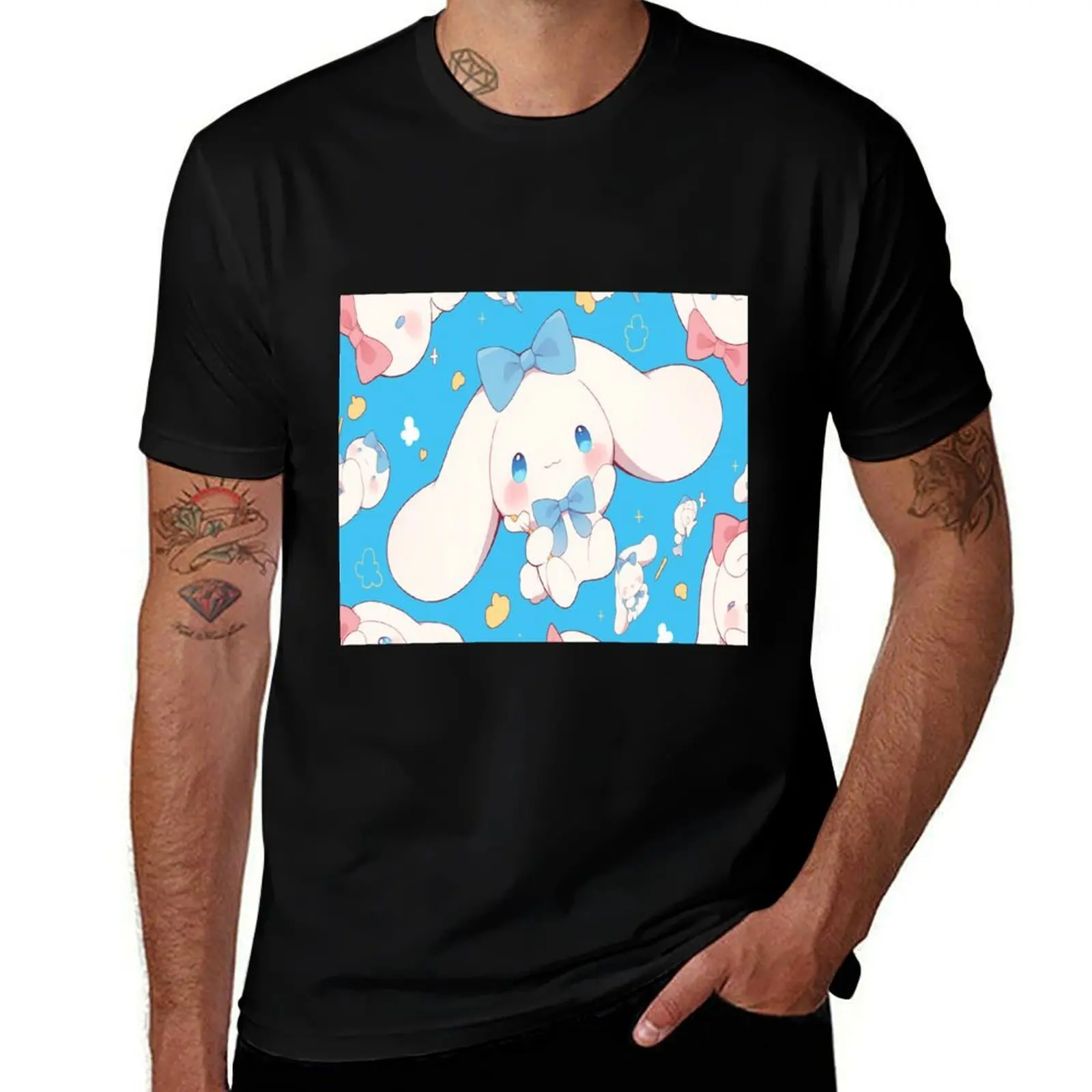 

Kawaii Bunny Bliss: Blue Bow Edition T-Shirt graphic shirts graphic tee shirt custom t shirt oversized t shirt men