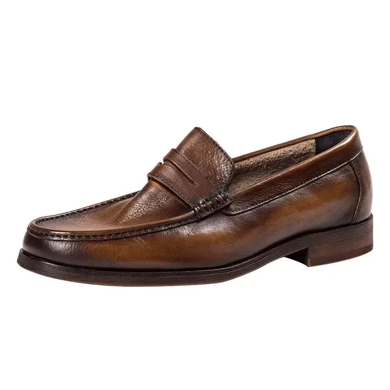 Classic Soft Cowhide Mans Loafers Spring Luxury Genuine Leather Comfortable Fashion British Outdoor Leisure Driving Shoes Man