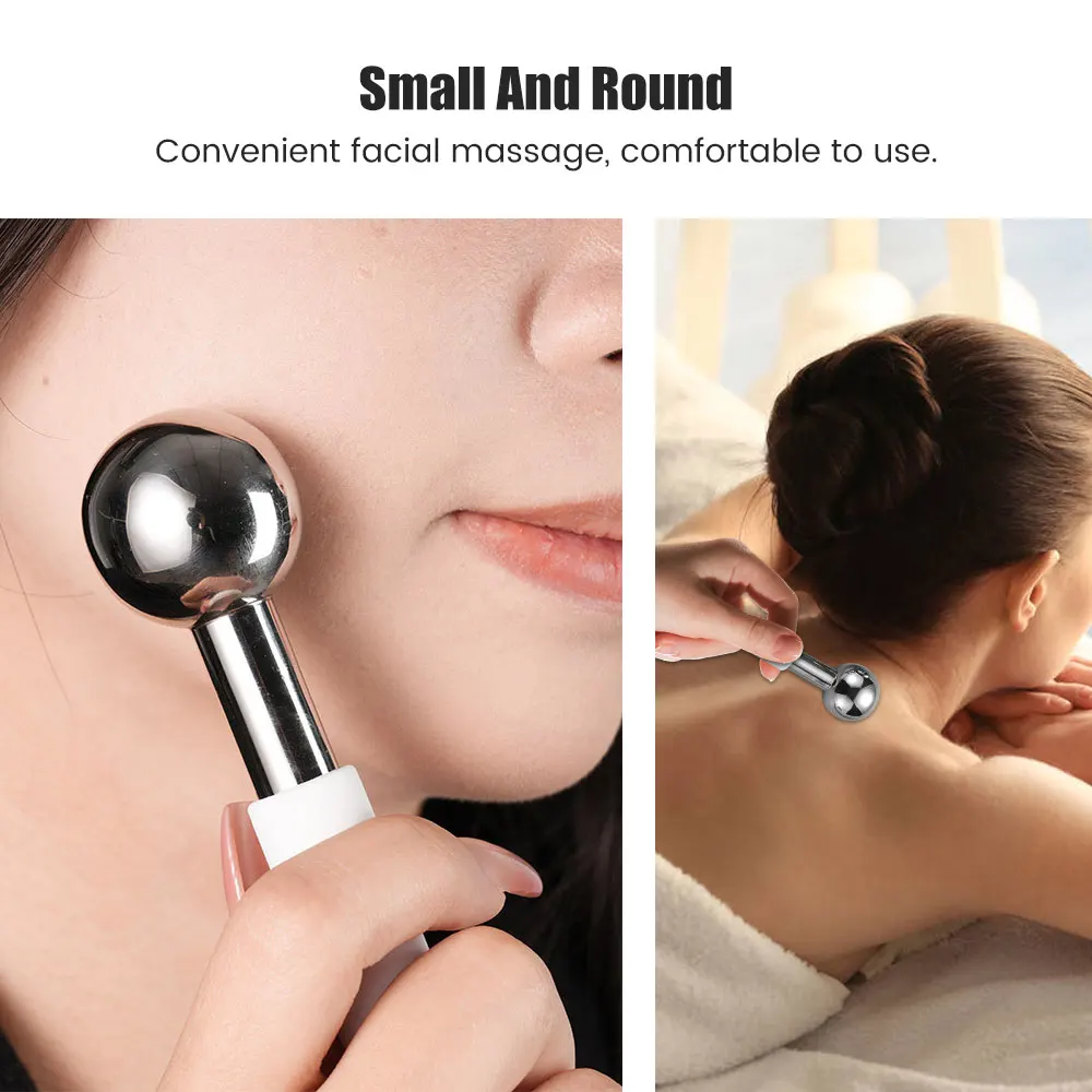 Ice Globes for Face & Gua Sha Set 360 Rotating Unbreakable Steel Cooling Roller Tool and Gua Sha for Face Eye and Body Skin Care