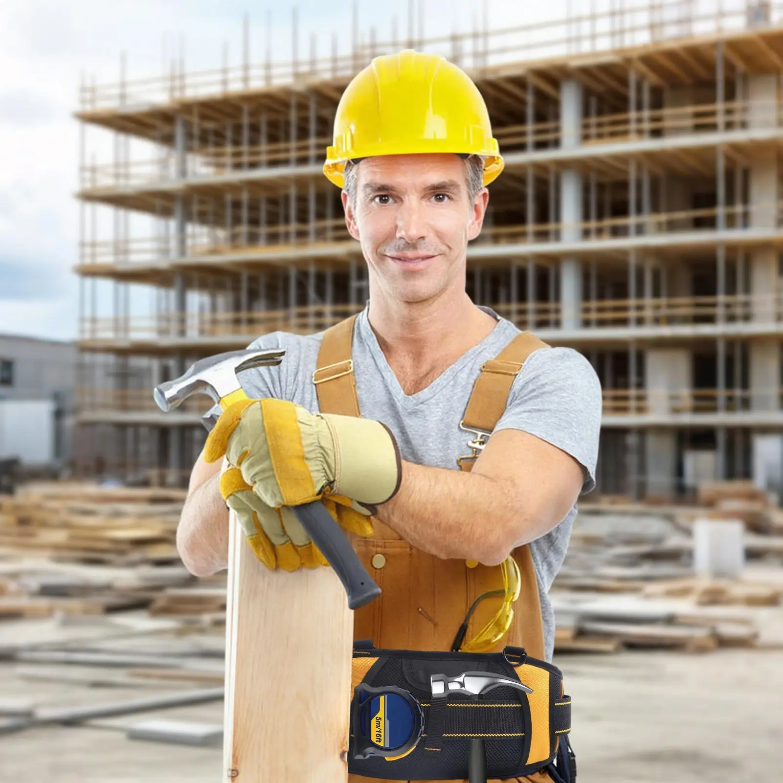 ツールベルトウエストホルダー人間工学に基づいた快適な通気性調節可能なツールベルトバッグ配管大工電気技師ガーデニング用