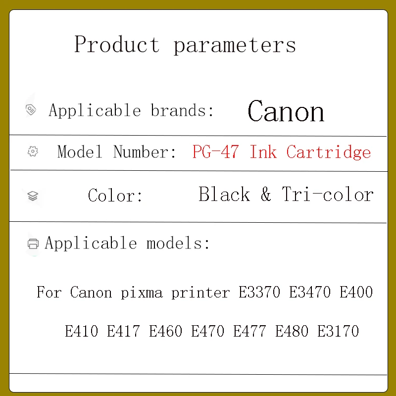 pg47 cl57 Remanufactured Replacement Ink Cartridge PG-47 CL-57 for canon pixma cartridge E400 E410 E460 E470 E480 E4270 printer