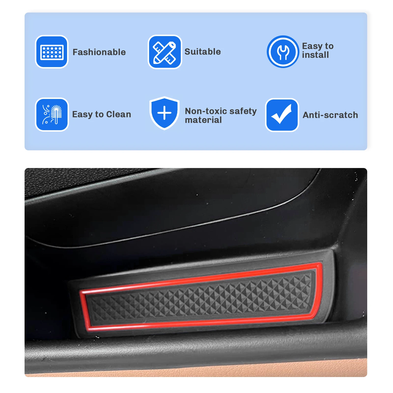 For 2020 Fiat 500 / Fiat Abarth 595 Car Door Groove Mat Anti-slip Slot Pad Auto Interior For Fiat 500 Accessories 2020 view 6
