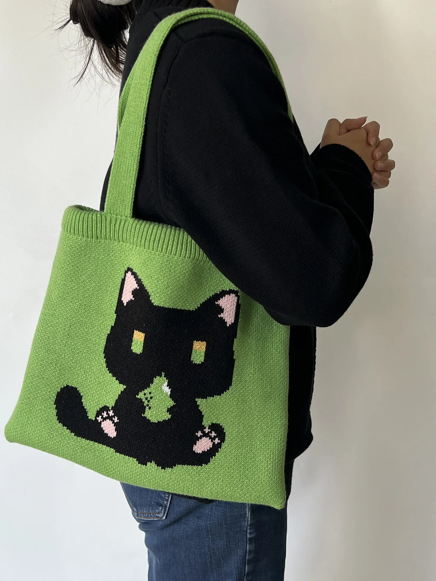 Anime Love and Deepspace Zayne Cat Cosplay Knitted Single-shoulder Bag Cartoon Weave Sling Bags Handbag Xmas Gift