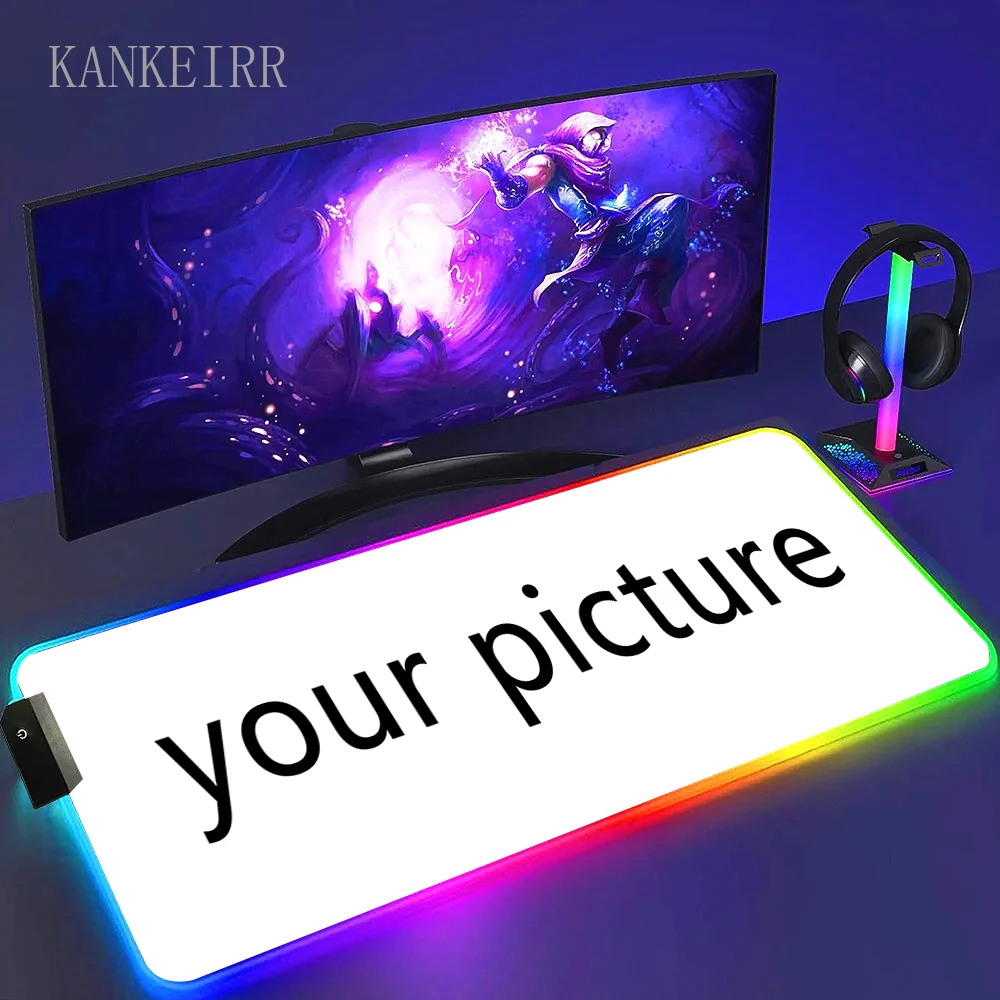 RGB Large Size Mousepad Customized Personalized LED Illuminated Mouse Pad HD Custom Image DIY Mouse Mat Rubber Anti slip Deskmat