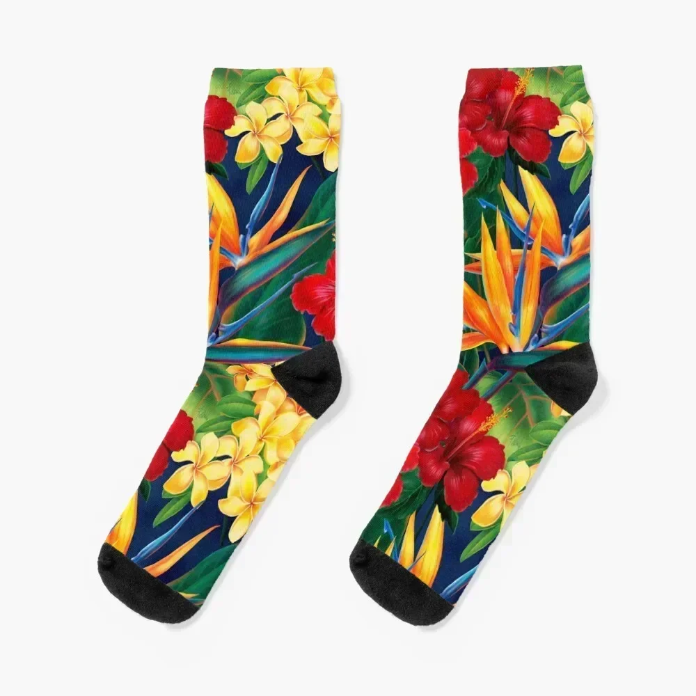 

Tropical Paradise Hawaiian Birds of Paradise Illustration Socks short golf Stockings hockey Girl'S Socks Men's