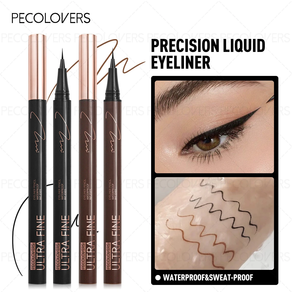 Eyeliner marron résistant aux taches, à séchage rapide, lisse, imperméable, pointe Ultra-fine, pour un maquillage parfait et audacieux pour les yeux, 1 pièce