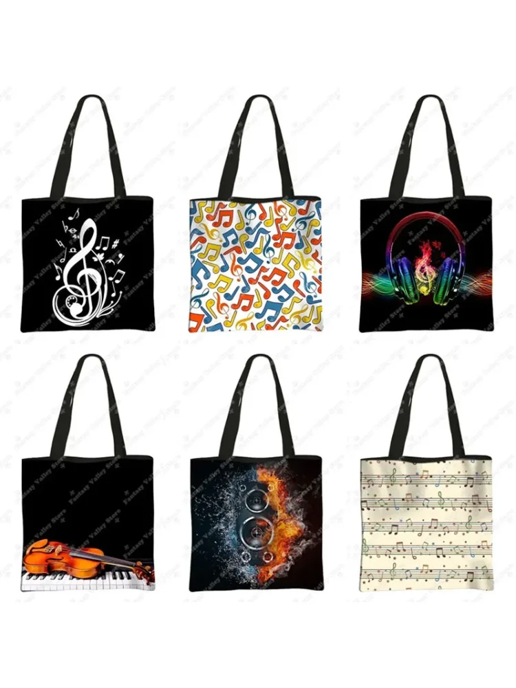 Nuty z nadrukiem Torba z grubej bawełny Instrument muzyczny Torebka Gitara Skrzypce/Cella/Filaro Torba na ramię BookBag Torba na co dzień Torba na zakupy — zdjęcie 2