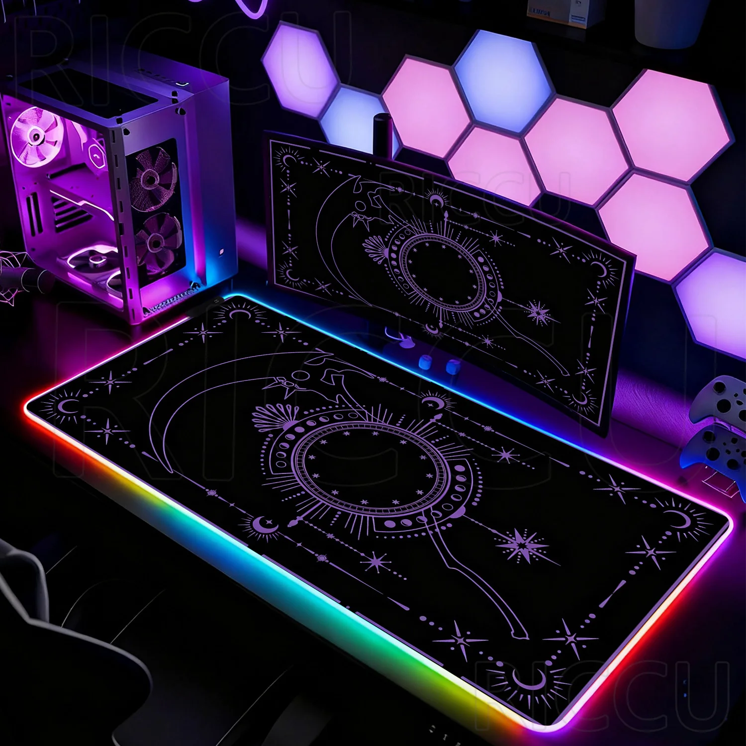 RGB HD XXL Mouse pad LED Desk Mat Mousepad Tarot scythe of death computer PC Accessories Large waterproof Keyboard Office carpet