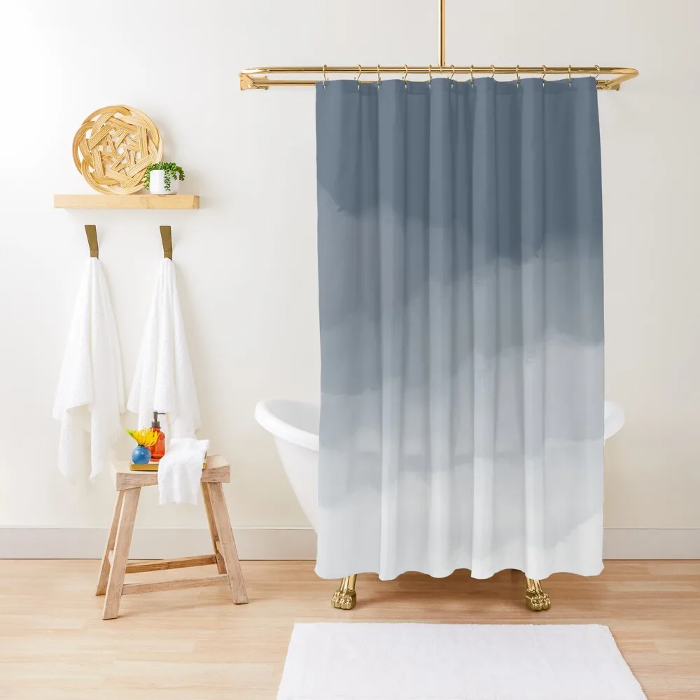 

Slate Blue Watercolor Ombre (slate gray/blue and white) Shower Curtain Shower For Bathrooms Curtain