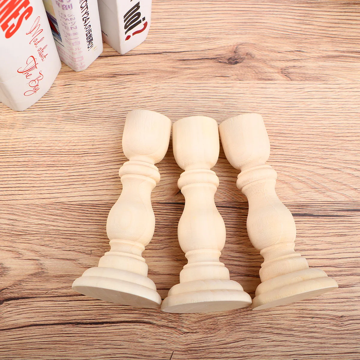 

3pcs Wooden Candlestick Wedding Home Decor Rustic French Style Holder for Candles Mini Stone Creative