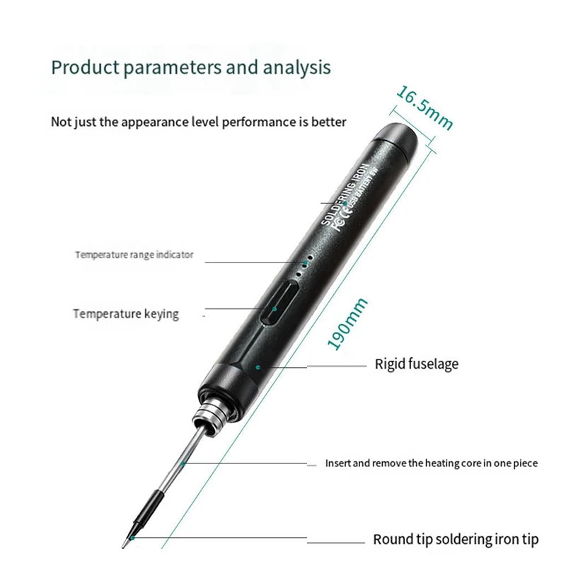 B62B 5V Micro-USB Soldering Iron Kit, Wireless Portable Electric Soldering Iron, Rechargeable Battery Solderinfor g Pen, Mini