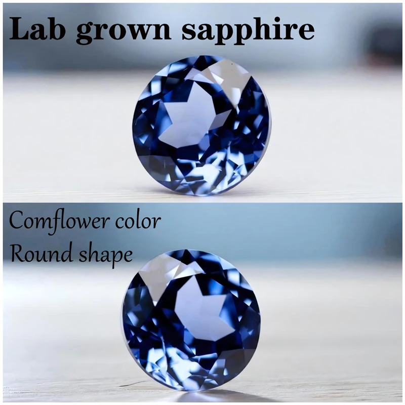 

Сапфир круглой формы цвета васильки, выращенный в лаборатории драгоценный камень, натуральный цвет, сделай сам, усовершенствованные материалы для изготовления ювелирных изделий с сертификатом