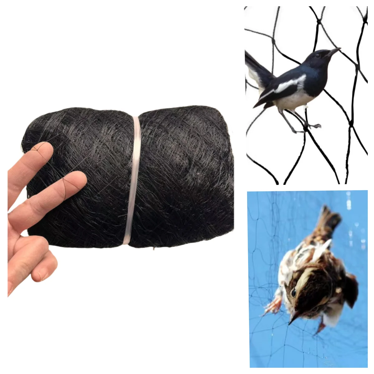 

110D/2Nylon Trap Bird Net Mist Net 10x 4M Garden Anti Bird Net Knotted Mist Net with 30x30mm Hole,5 Pockets Bird Catching Net