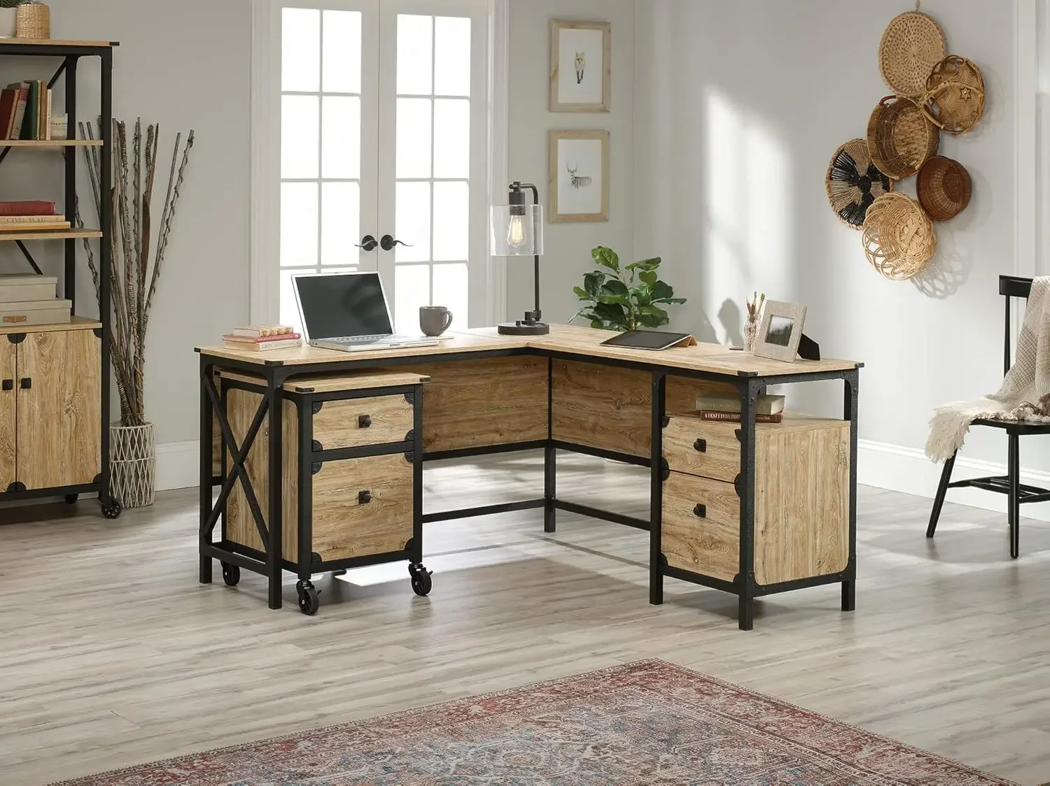 

Steel River L-Shaped Desk, L: 59.84 x W: 57.32 x H: 29.53, Milled Mesquite Finish