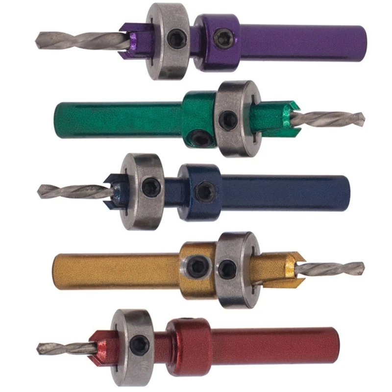 5 ชิ้น Countersink เจาะ Bit สำหรับไม้ Quick เปลี่ยน Chamfered ปรับ เจาะ