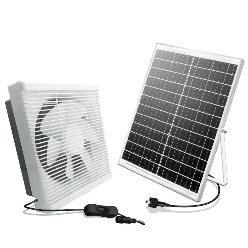 20W Solar Exhaust Fan Kit 6 Inch High Airflow Blinds Ventilation Fan 1500 rpm, Low Noise - Wall Mount