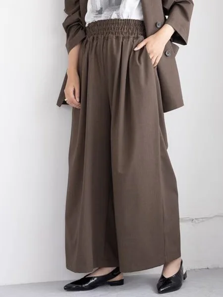 Japońskie eleganckie spodnie damskie z wysokim stanem, proste nogawki, szerokie nogawki, modne spodnie codzienne na wiosnę i lato z elastyczną talią.