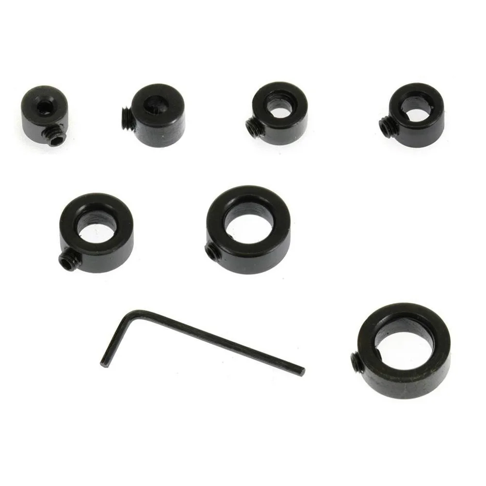 

9pcs Drill Depth Stop Collar Wrench Depth Positioner Safety Drilling Tool Positioner Ring Precise Results Adjustable