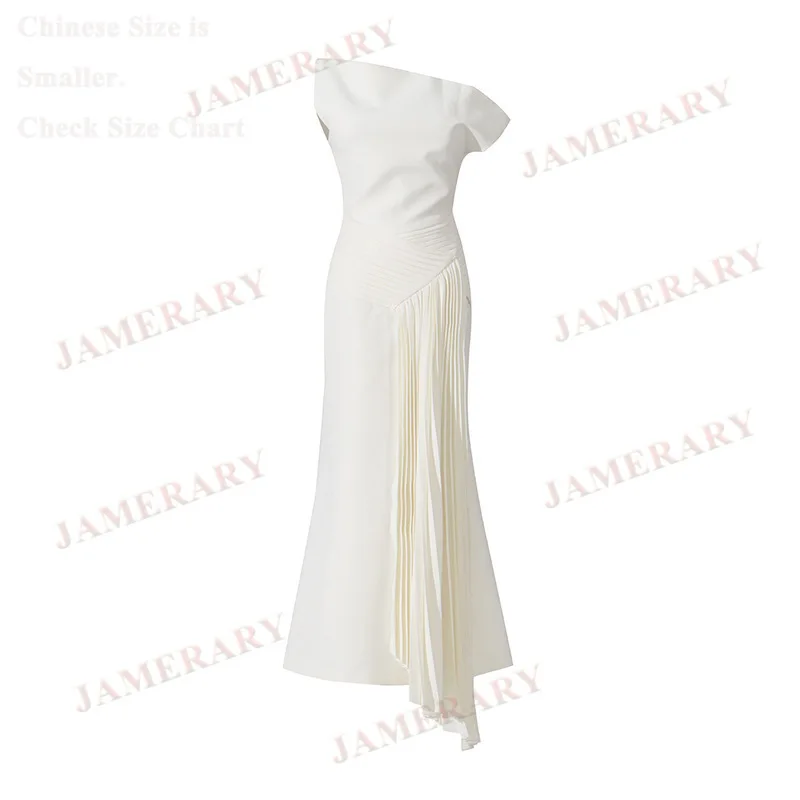Eleganckie, wysokiej jakości letnie długie suknie wieczorowe damskie z krótkim rękawem, odkryte ramiona, plisowane sukienki na studniówkę/imprezę dla kobiet.