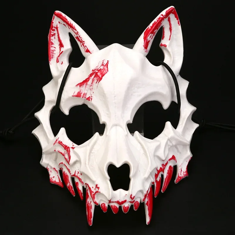 Men Dragon Tiger Wolf Mask Horror Halloween Costume Props Animal Skeleton Mask Party Cosplay Props Half-face Blood Mask