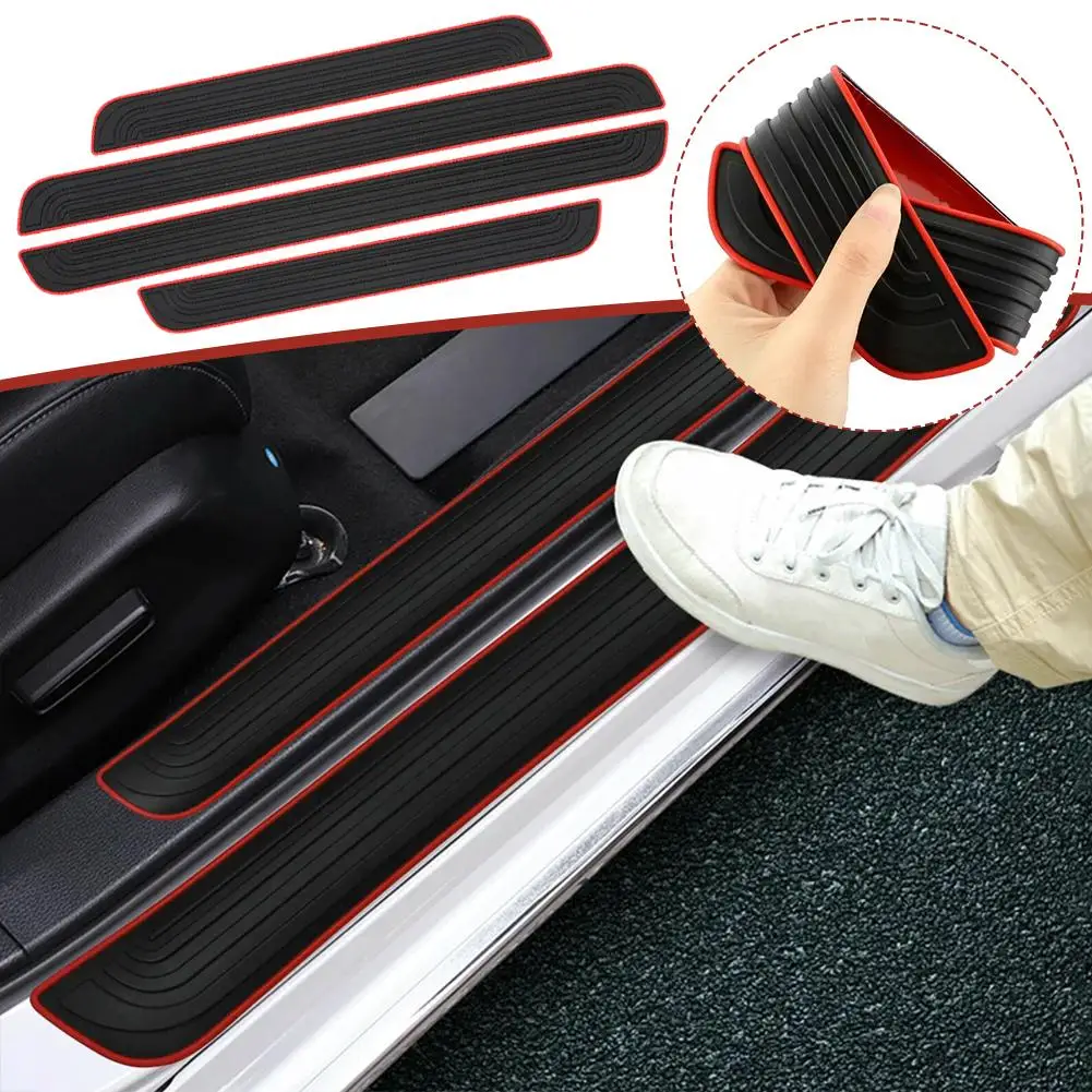 Silicone Car Sill Strips, Pvc Soft Rubber Doors, Welcome Decorative Stickers Paint, Pedals, Car Protective Anti-scratch I3v1