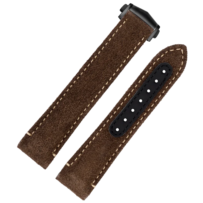 21mm Retro Suede Leather Watch Strap for Omega Super Series Moon Dark Side 311.92.44 Watchband Folding Clasp Brown Bracelet Men