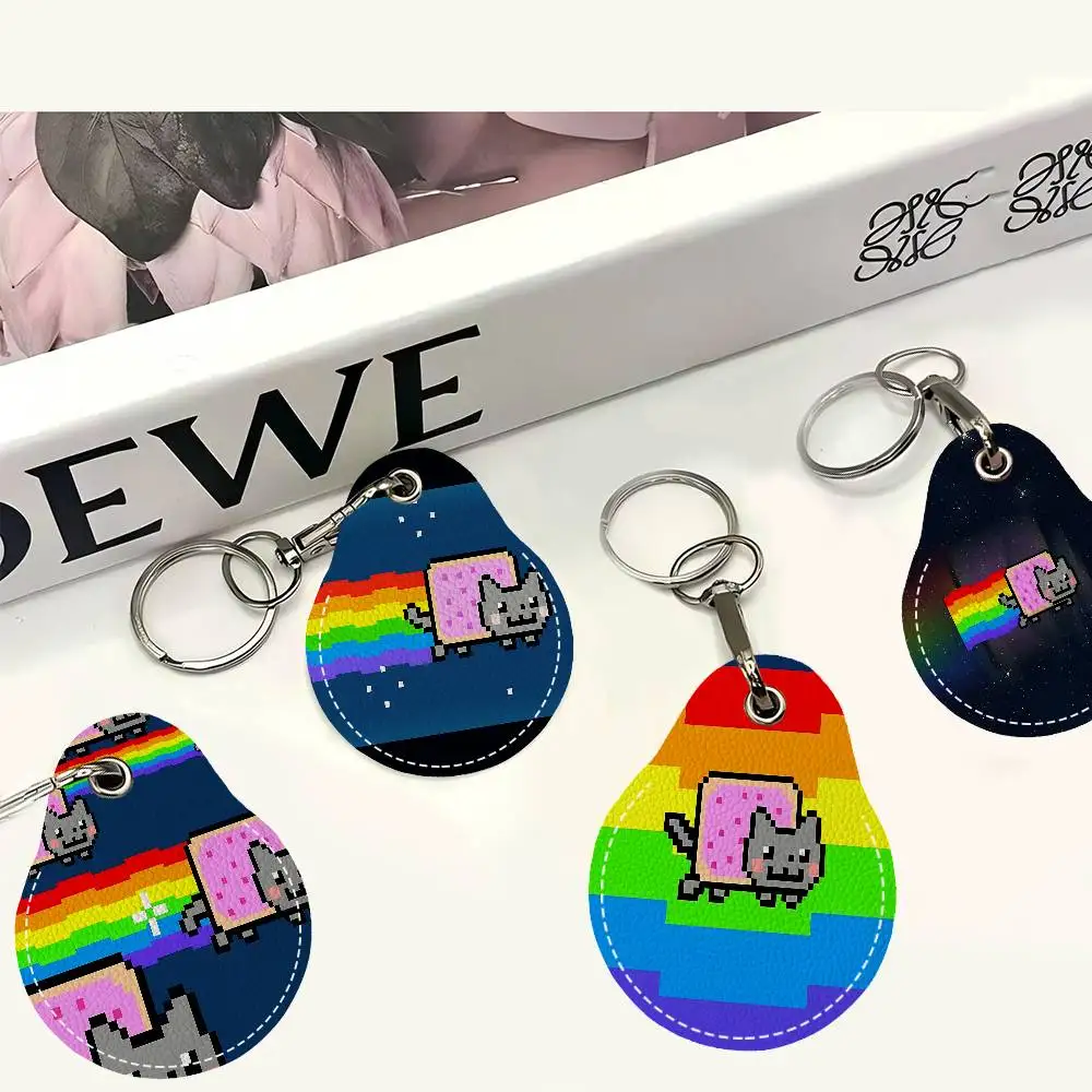 Cute N-nyan CatS New Key Holder PU Leather Key Pouch Slim Housekeeper Key Access Entrance Guard Card Protecter Holder