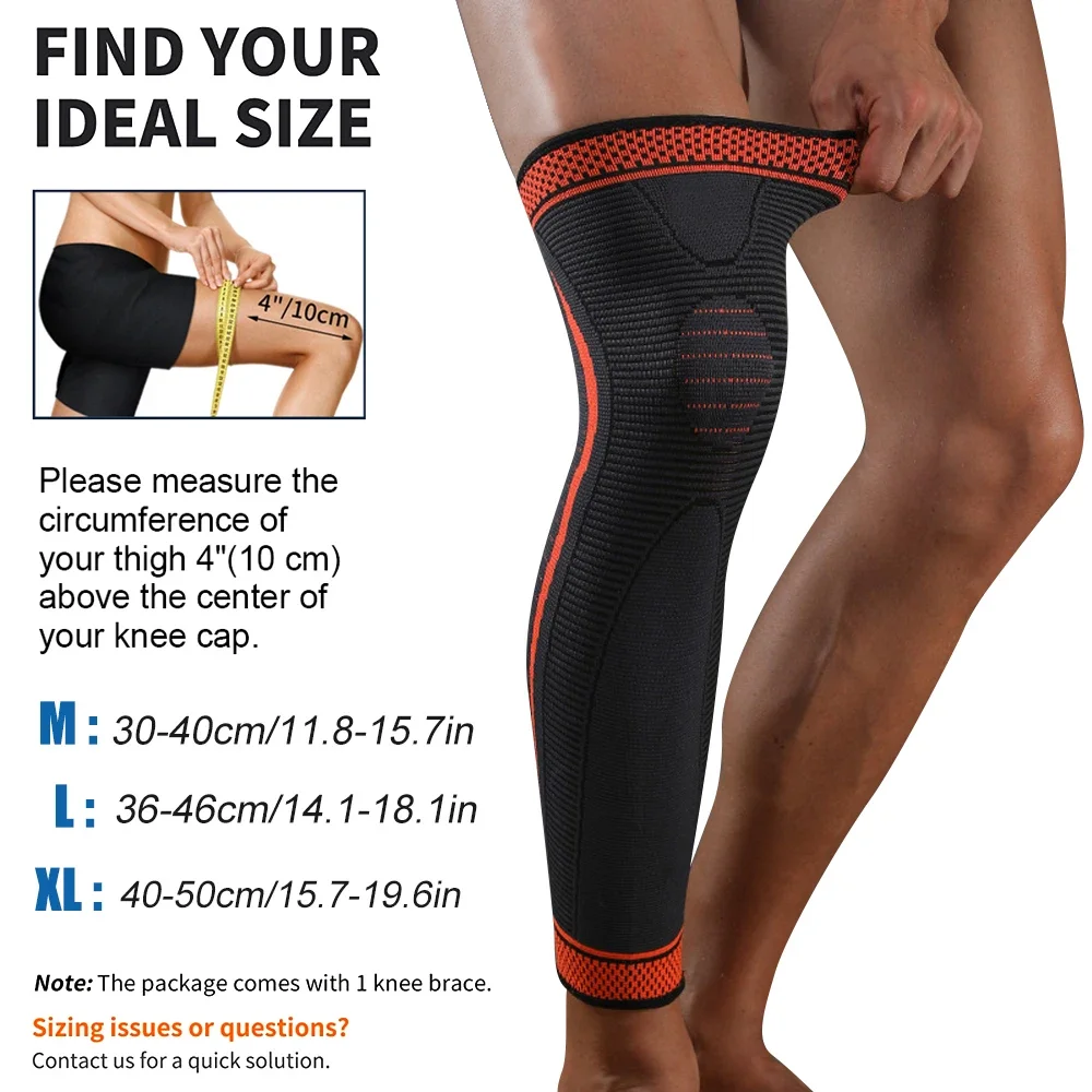 Sport Full Leg Compression Sleeves Long Knee Support for Cycling Running Basketball Weightlift Workout Joint Pain Relief