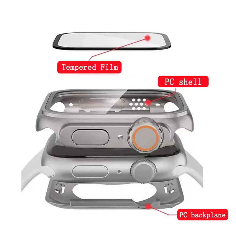 Custodia protettiva per schermo per Apple Watch 44mm 45mm 40mm 41mm Cover rigida per paraurti anteriore posteriore per PC per iwatch 9 8 7 6 5 4 Cambia in Ultra