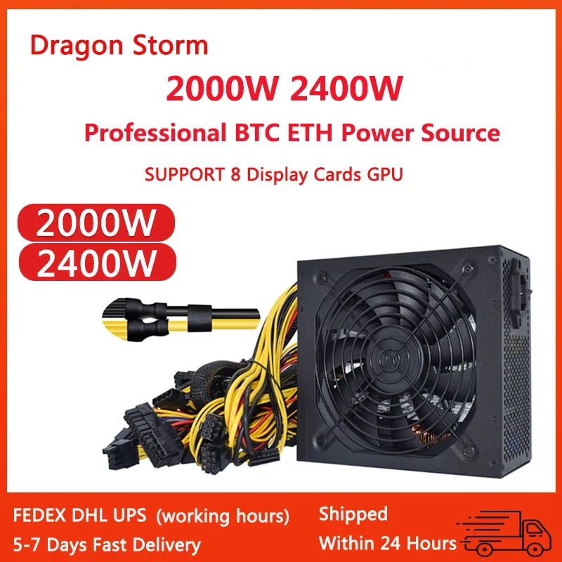 

ATX 2000w 2400w 180-260v Suitable for All Kinds of Mining Power Supply 8GPU ETC RVN Rig Miner PC PSU Temperature Control