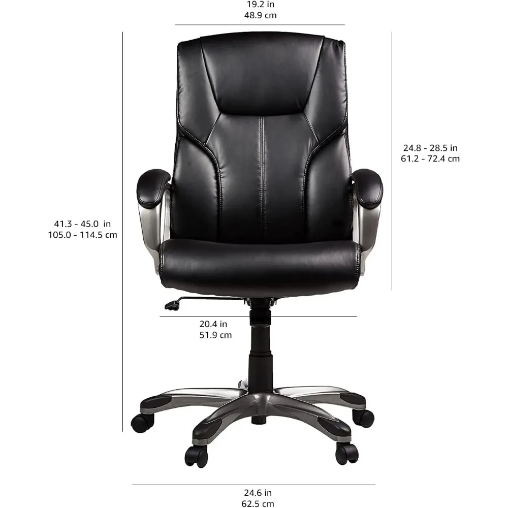 Executive Home Office Desk Chair with Padded Armrests, Adjustable Height and Tilt, Rolling Swivel Chair, 275 Pound