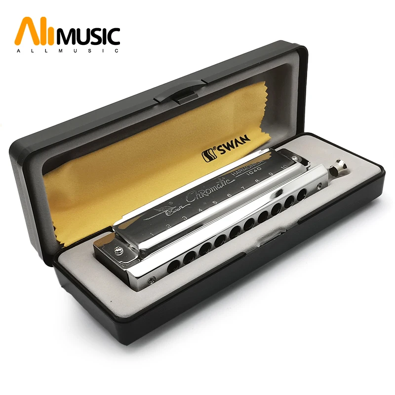 

Хроматическая губная гармошка Swan SW1040, серебристая, 10 отверстий, 40 тонов, с изменяемыми тональностями, музыкальный инструмент, деревянный духовой инструмент, гармоника-арфа Swan