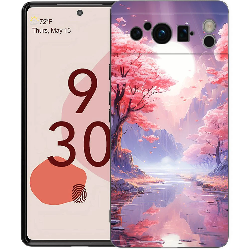 Pink Spring Cherry Blossoms Phone Case Cover for Google Pixel 8 7 6 7A 6A Pro 5G Shockproof Silicon Soft 9 Pro XL 8 Pro 5G Shell