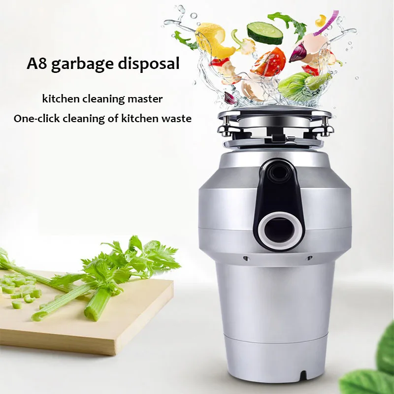 220V 560W Silver Food Waste Disposer Shredder Kitchen Waste Disposal Stainless Steel Garbage Shredder 1200ml 6 Grade Grind