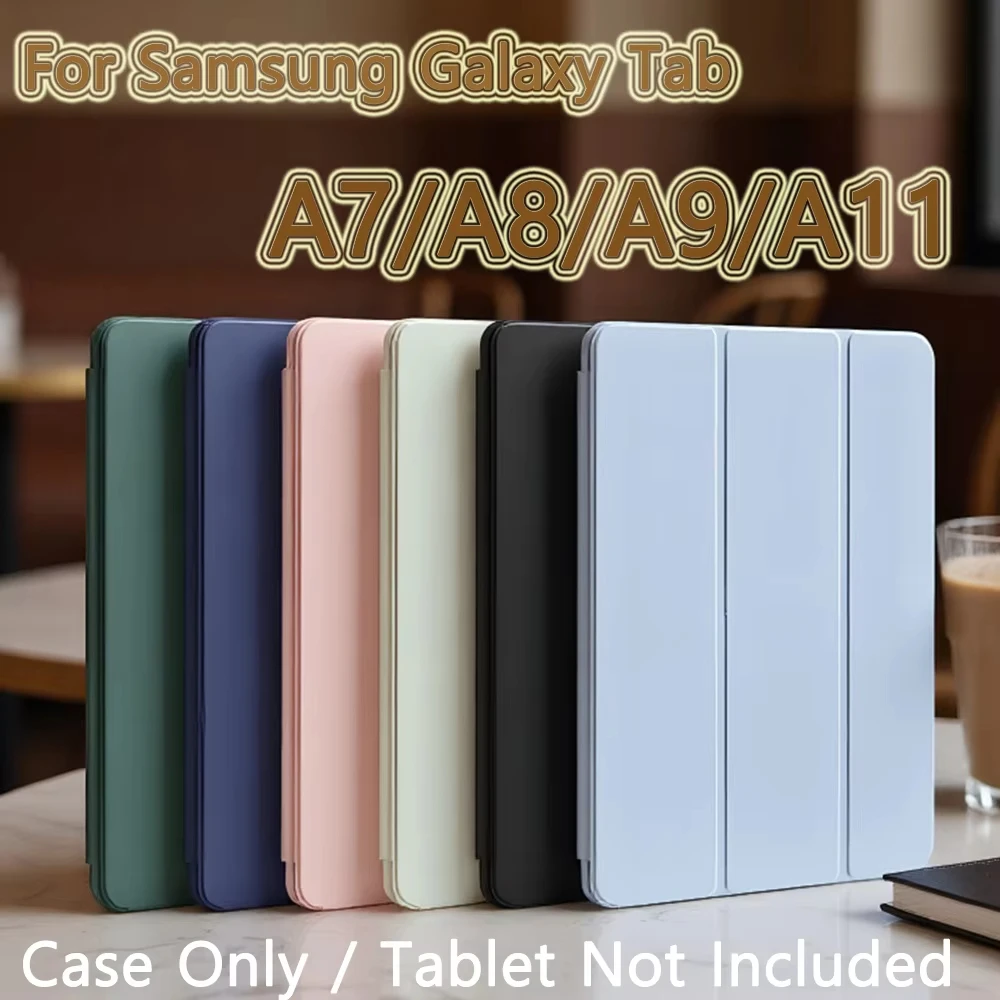Silicone Case for Samsung A7 Lite, Tri-fold Flip Case, Auto Wake/Sleep Cover, Protective Cover for Samsung Tab A9 A11 Plus 11in