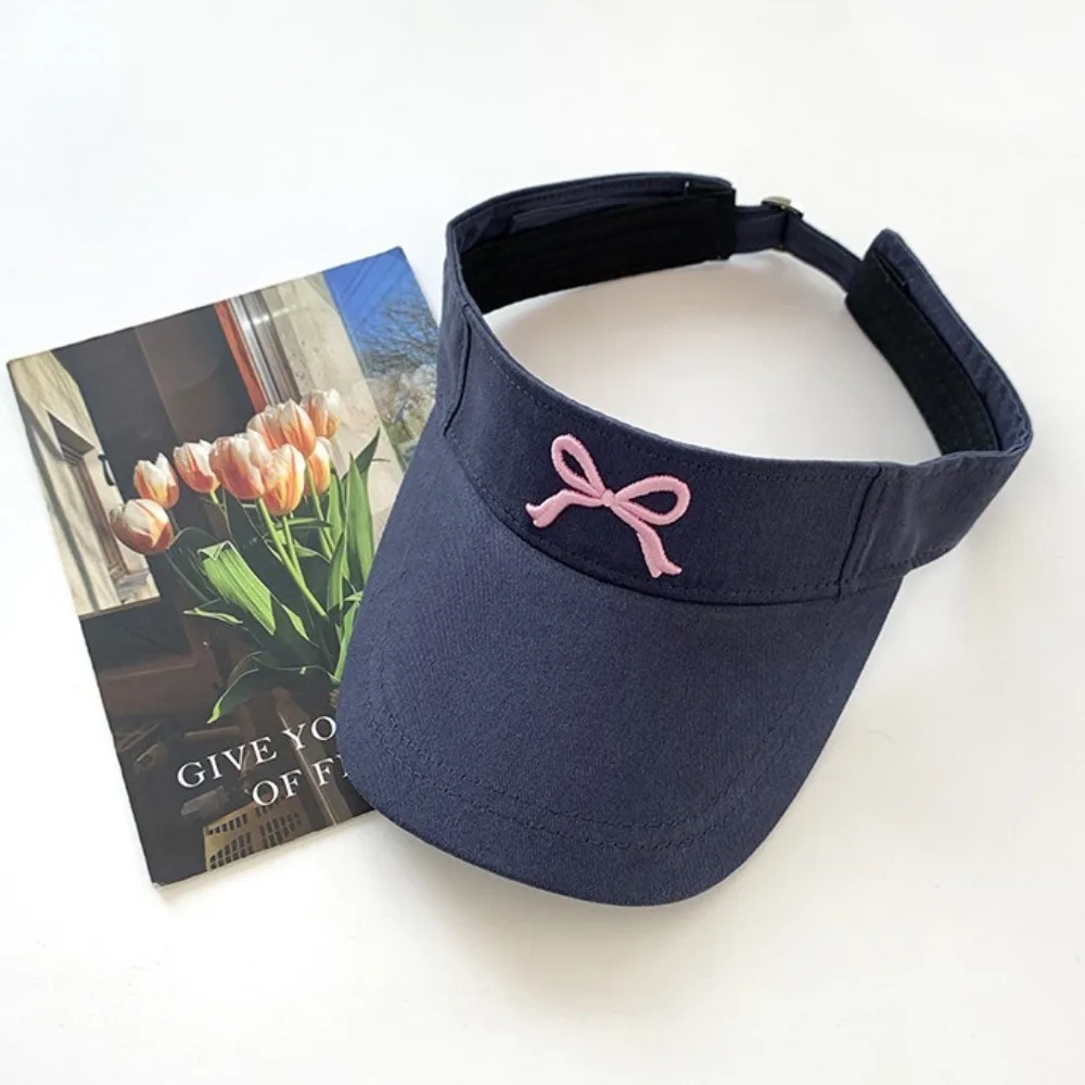 Sun Protection Sun Hat Portable Bow Embroidery Breathable Baseball Cap Empty Top Adjustable Sun-Proof Caps Ladies
