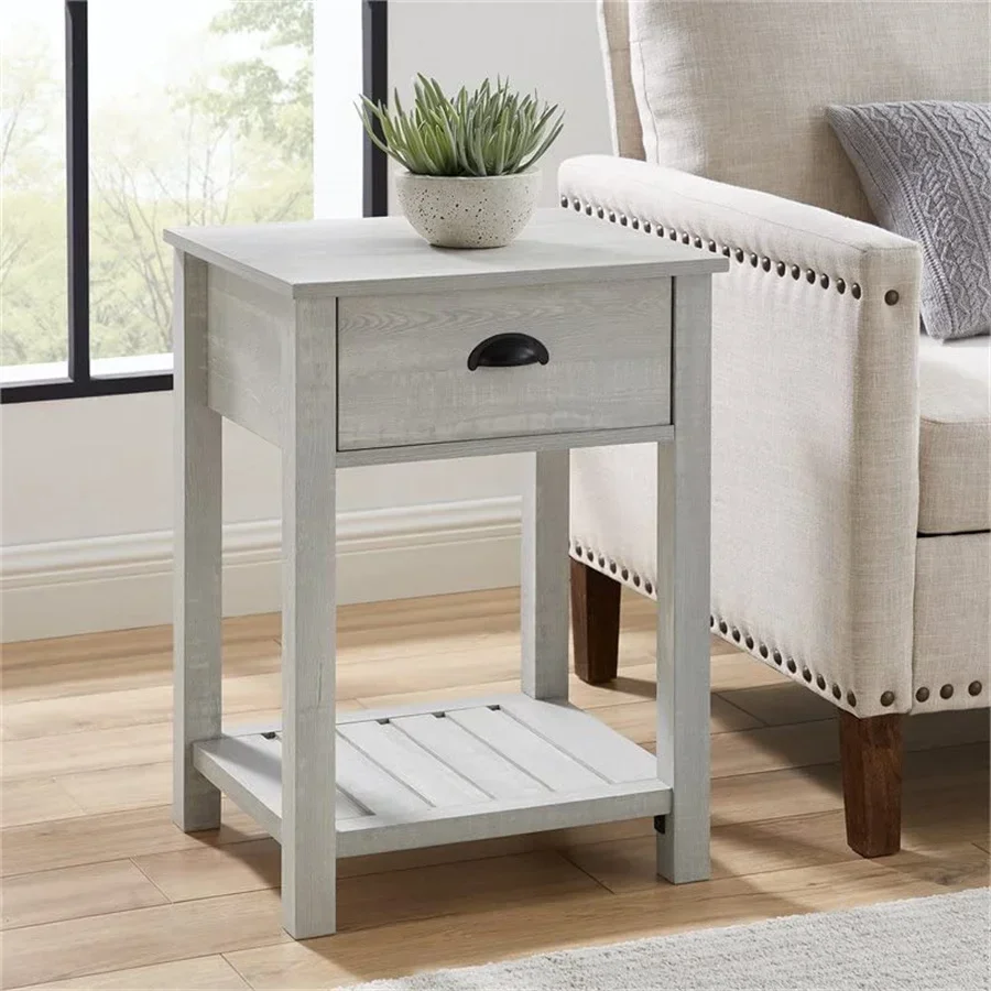 Nordic Style Hotel Bedroom Furniture Modern Bedside Table White Floating Small Wood Nightstands