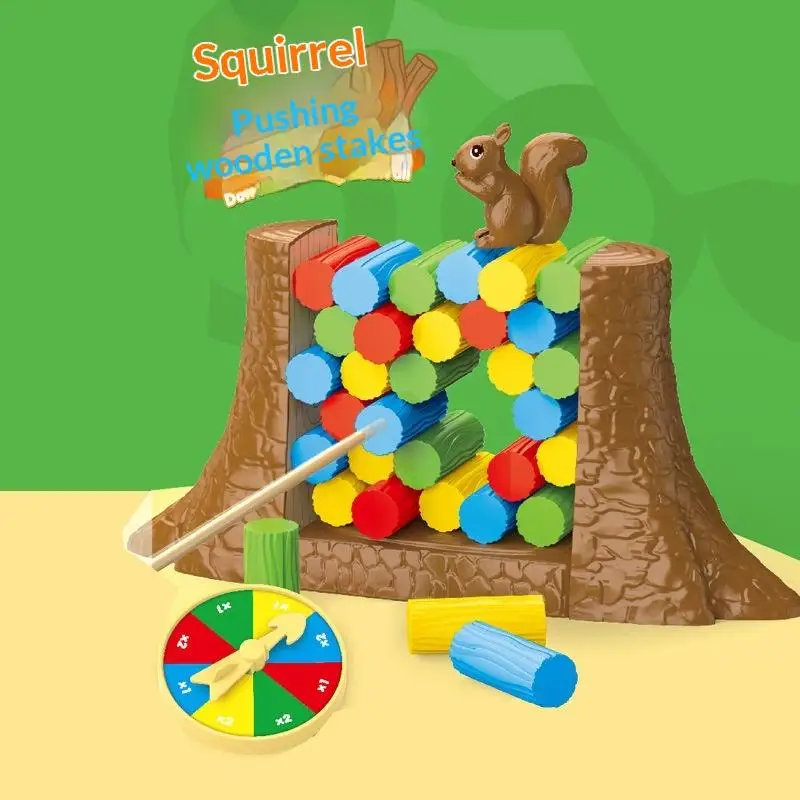 

1 Set Stacking Blocks Puzzle Toy Kids Balance Tower Board Game Save The Collapsing Squirrel For Toddlers Christmas Gift-TOY