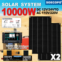 10000W Portable Solar Kit with 2*600W Solar Panels 100A Controller Dual Sockets Inverter 12V 220V USB 5V/1.5A Camping Home Use