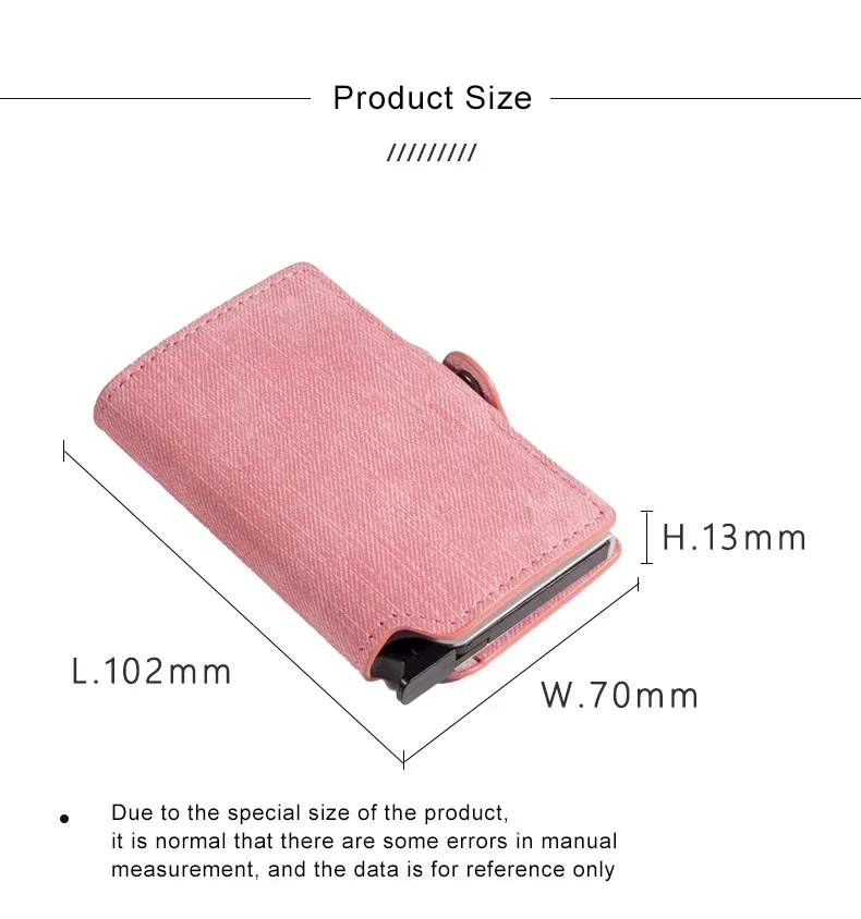Damen Rosa Geldbörse Schlankes Minimalistisches PU-Leder Automatisches Pop-Up-Portemonnaie Geldklammer RFID Aluminium Kreditkartenhalter für Frauen Männer – Detail 3