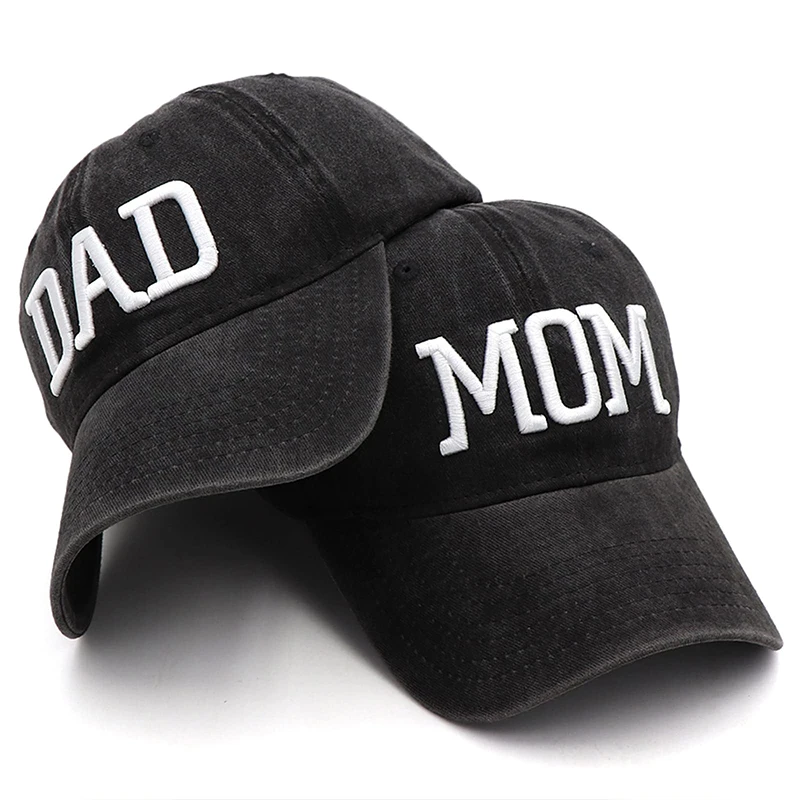 DAD MOM Embroidery Pure Cotton Adjustable Baseball Cap Fashion Unisex Sport Visors Sun Hat Breathable Outdoor Snapback Caps Gift