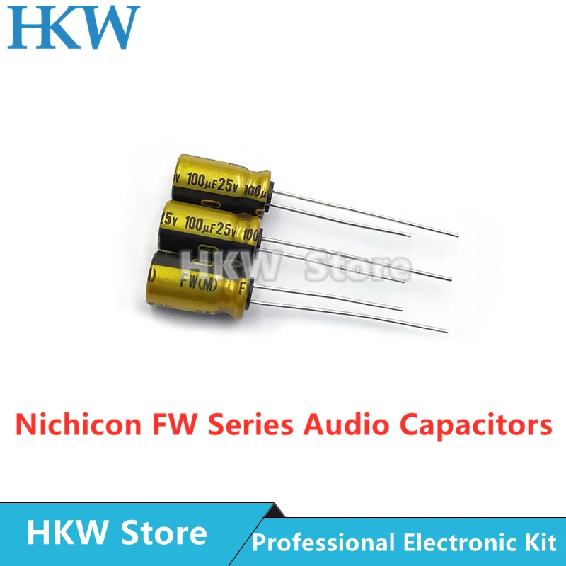 

10 шт., электролитические конденсаторы NICHICON 100 мкФ 25V 6.3x11MM FW серии, Hi-Fi аудио конденсатор, новый и оригинальный 25V100UF 6,3*11 мм