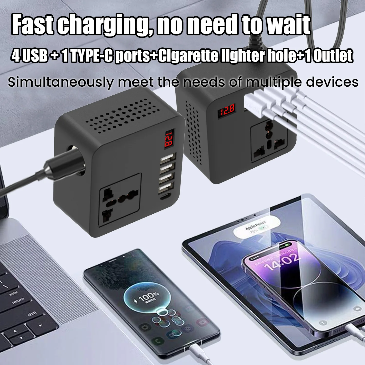KMIND Car Power Inverter 12v 24v to 110v 220v 150W Peak 300W DC to AC Converter 230V Adapter 5V USB Charge Vehicles Accessories
